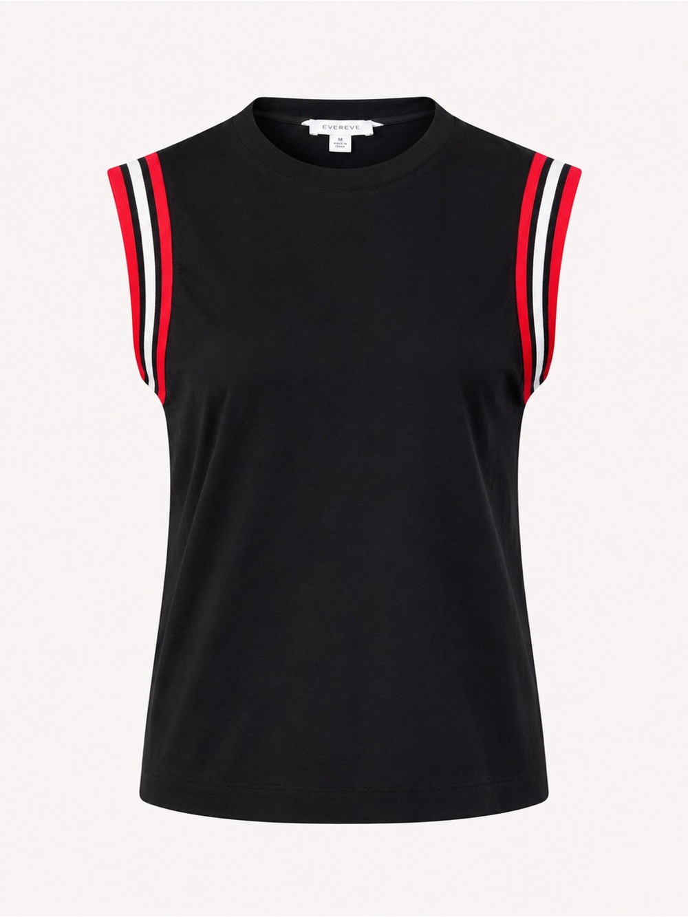 EVEREVE Black Sporty Varsity Stripe Sleeveless Top Size M EUC
